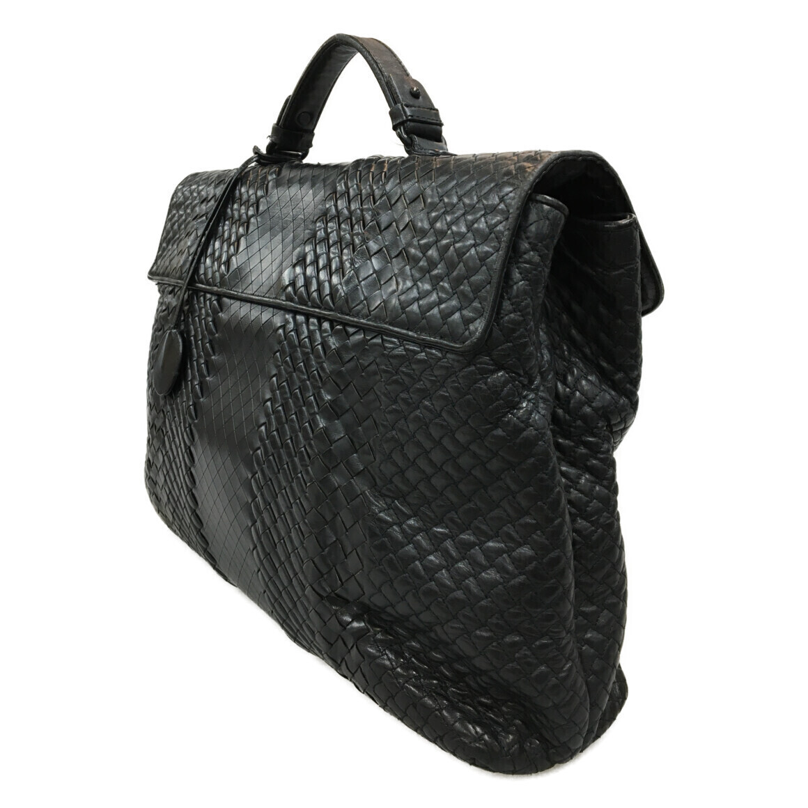 Bottega Veneta Woven Intrecciato Black Briefcase Leather